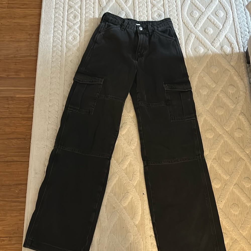 Black cargo denim